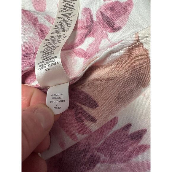 Chico's Womens Pink Floral Collared Button Up Roll Tab Sleeve Size 1 US M - Picture 13 of 13